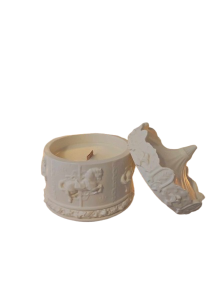 Bougie Carrousel blanc - Rose éternelle