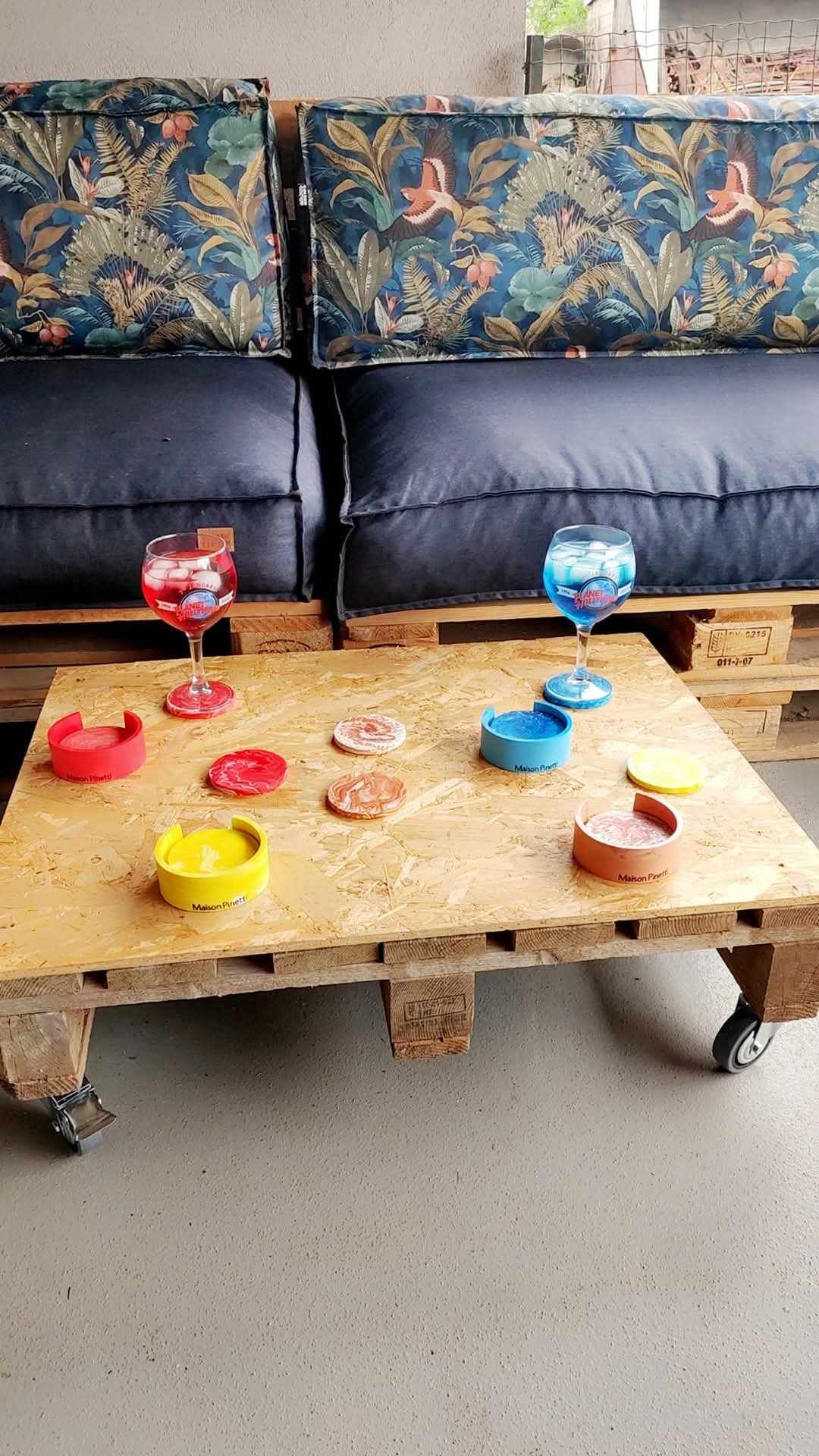 Dessous de verre - Jesmonite bleu