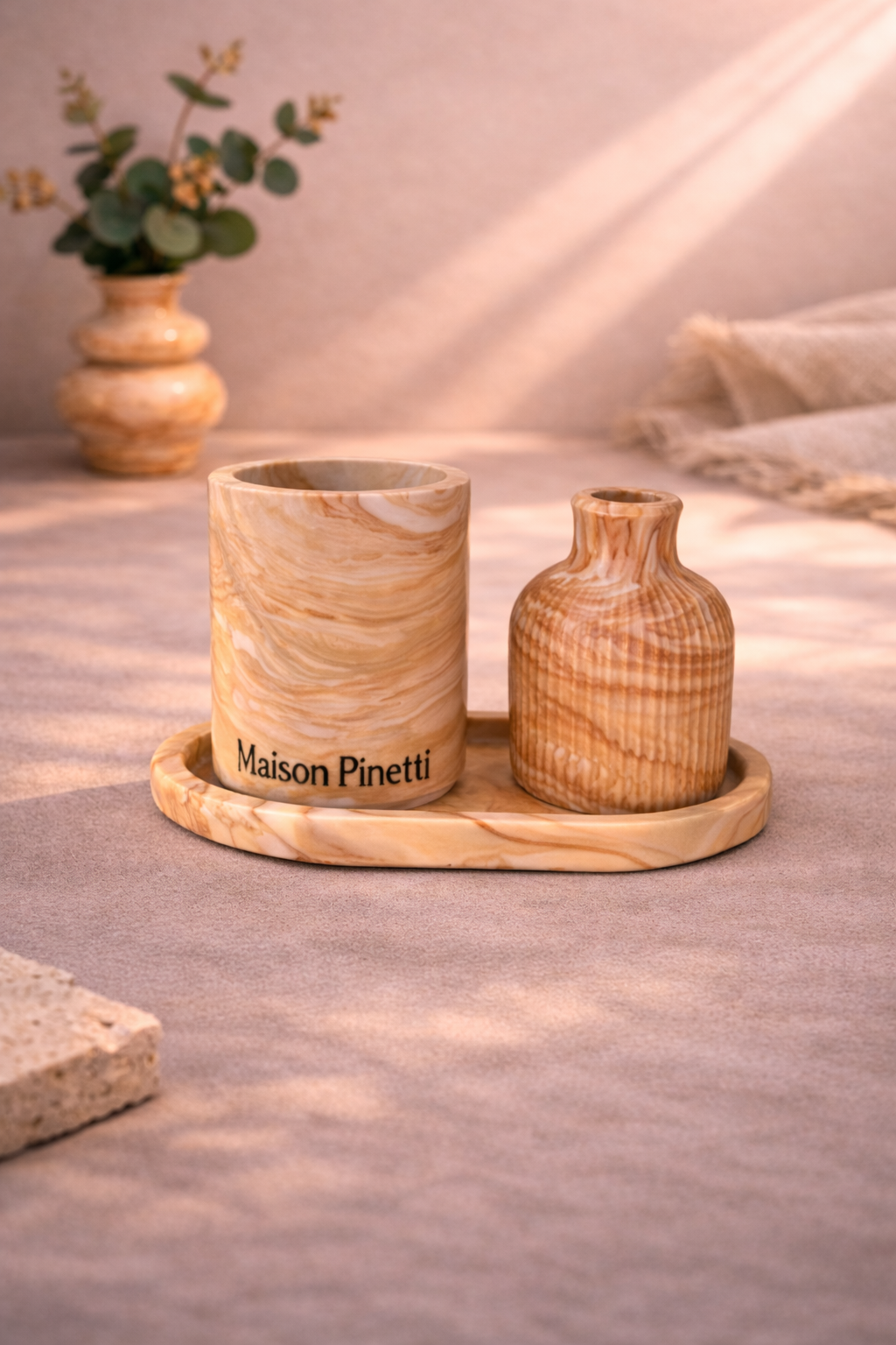 Bougie jesmonite marbrée