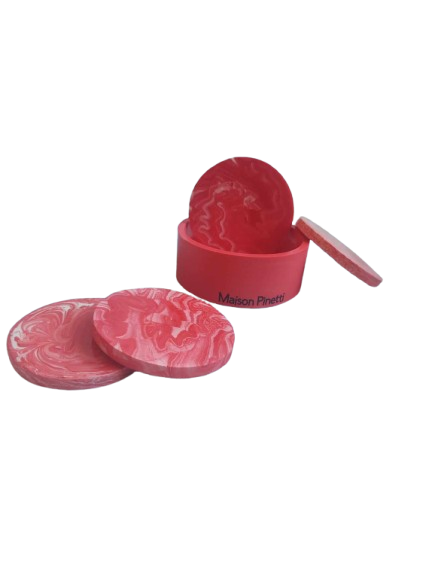 Dessous de verre- Jesmonite Rouge
