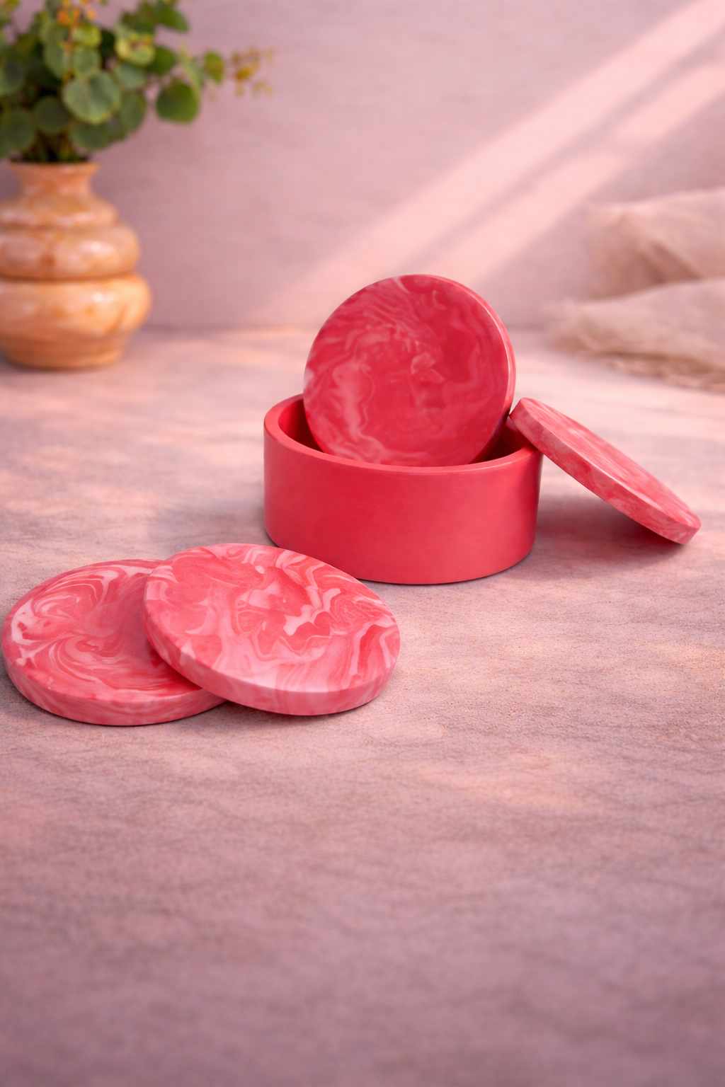 Dessous de verre- Jesmonite Rouge